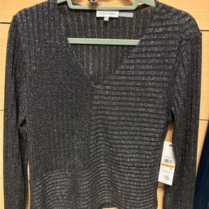 Calvin Klein Glittery Black Long Sleeve Top
